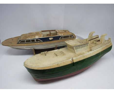 Two model boats for restoration, longest 84cm (2)