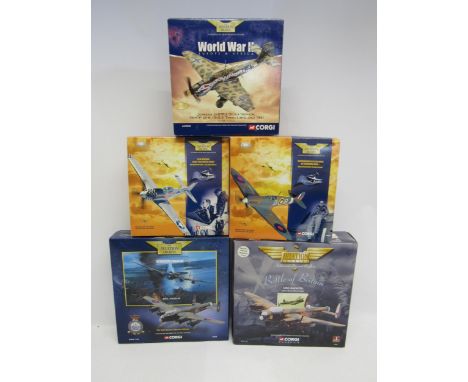 Five boxed Corgi Aviation Archive 1:72 and 1:144 scale diecast military aircraft to include AA32502 World War II Europe &amp;