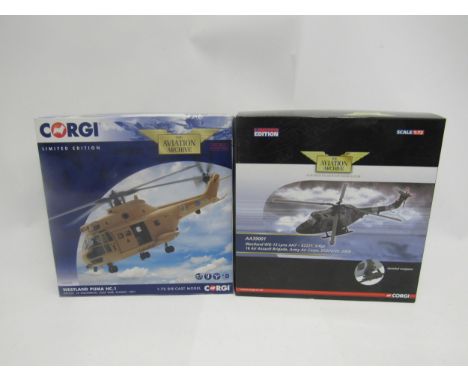 Two boxed Corgi Aviation Archive limited edition 1:72 scale diecast model helicopters to include AA27004 Westland Puma HC.1 X