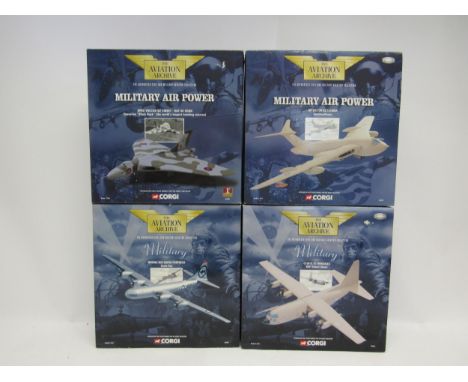 Four boxed Corgi Aviation Archive 1:144 scale diecast military aircraft to include 48301 Military Air Power Avro Vulcan B2 XM