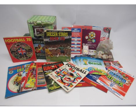 A collection of Merlin, Panini and other football trade card and sticker albums to include partially filled and unused exampl