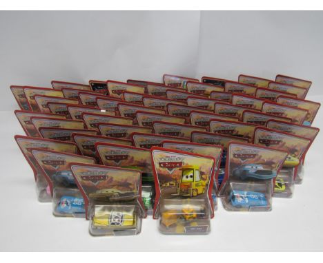 A collection of carded Mattel Disney Pixar Cars diecast vehicles (54)