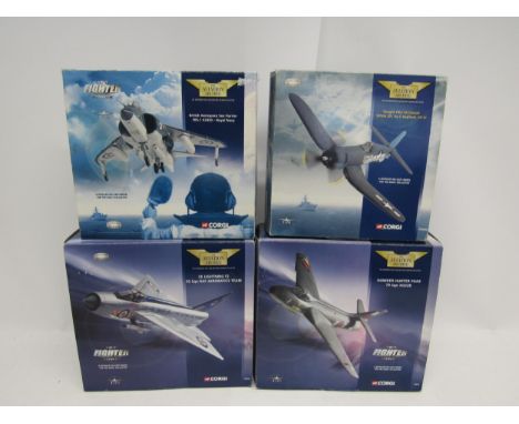 Four boxed Corgi Aviation Archive 1:72 scale diecast military aircraft to include AA32402 Jet Fighter Power British Aerospace