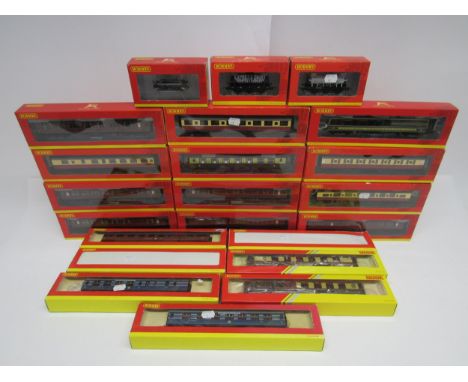 Nineteen boxed Hornby (China) 00 gauge model railway coaches to include #'s R4312, R4313, R4127B, R4128B, R4293A, R4293B, R41
