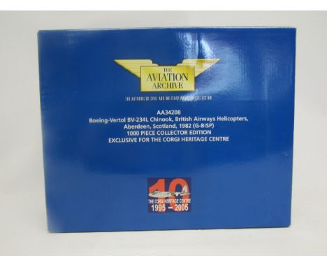 A boxed Corgi Aviation Archive 1:72 scale diecast AA34208 British Airways Chinook helicopter, from a limited edition of 1000 