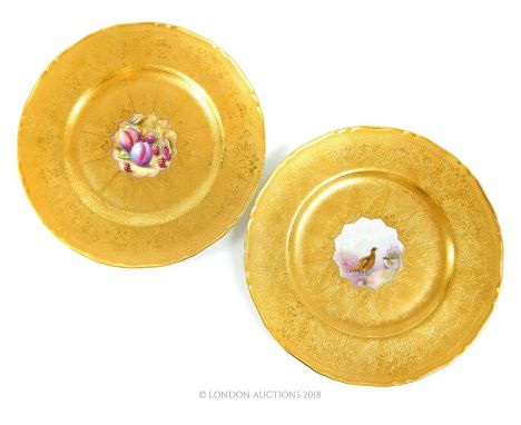 A pair of Royal Worcester porcelain dishes, one hand painted with a Red Grouse pictorial reserve, signed D A Whatmore, the ot