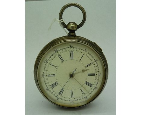 A silver centre-seconds chronograph pocket watch, Birmingham 1894