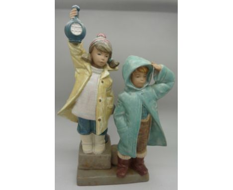 A Lladro figure, Ahoy There, girl with lantern and boy, 2173, height 26cm