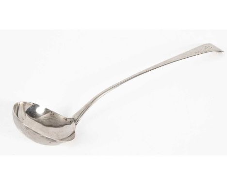 A George III silver soup ladle, Hester Bateman, London 1787, the terminal initialled Q, approximately 172g