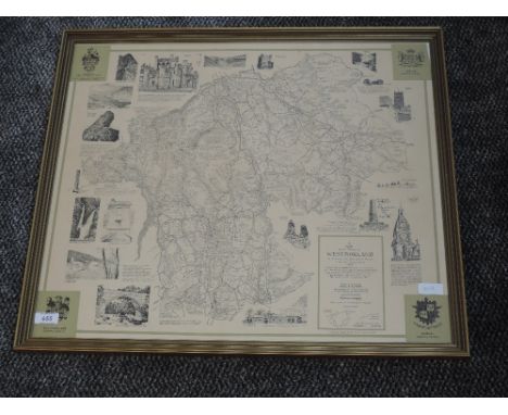 A print map, after Alfred Wainwright, The County of Westmorland, 1974, 3rd Ed, 53 x 60cm, framed and glazed