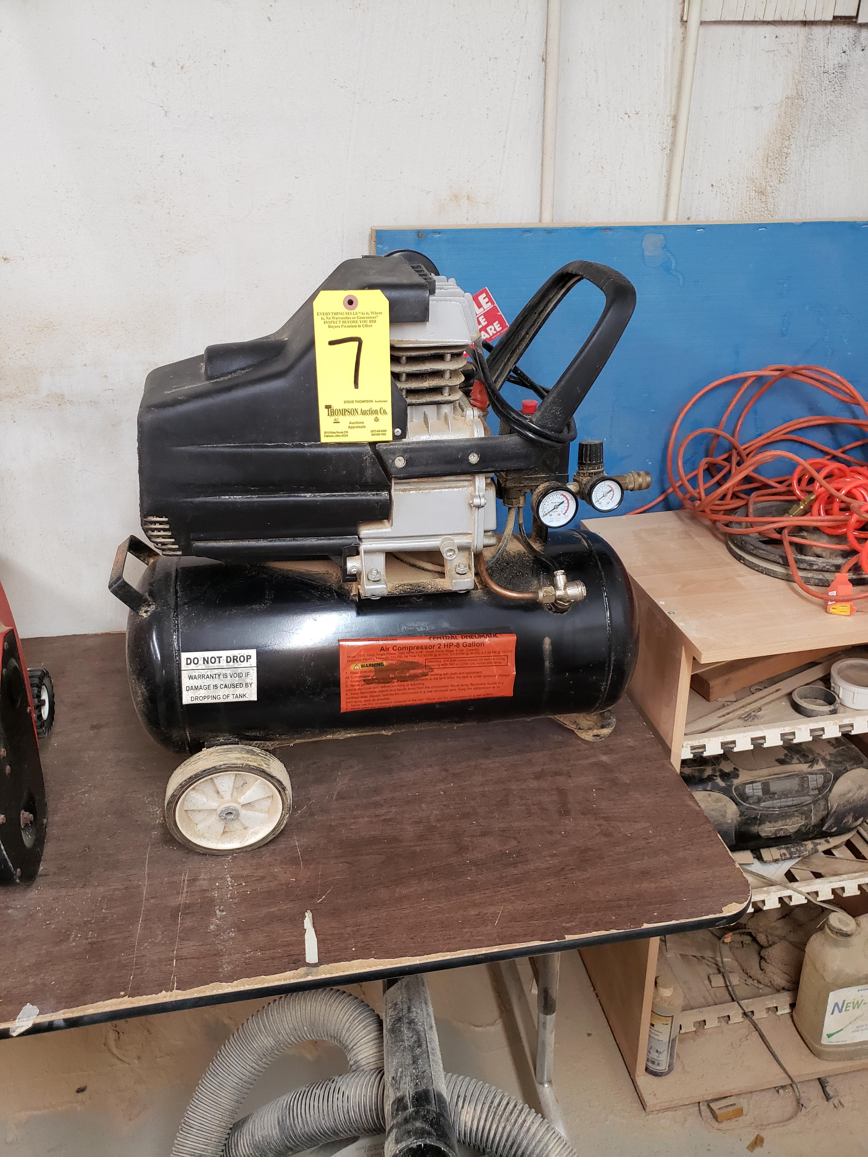 Central Pneumatic Portable Air Compressor, 2 HP 8 Gallon