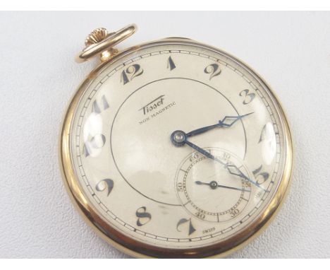 Tissot dress watch with silvered dial in 9ct gold case, 1934.