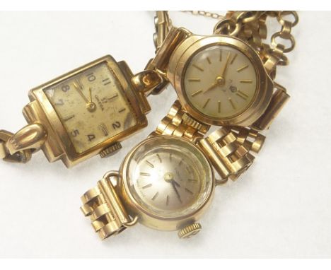 Lady's Tissot 9ct gold bracelet watch, another Tudor and a gold Omega watch. (3).   Condition Report.  Lady's tissot and tudo