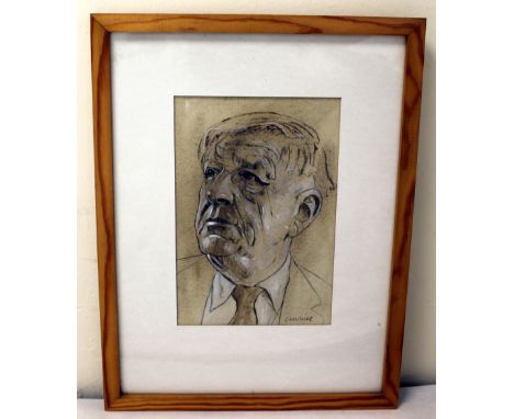 CHARLES N. WHITE (British 20th century).Portrait of a man.Pencil and sepia wash, heightened with white.25cm x 16.5cm.Signed.