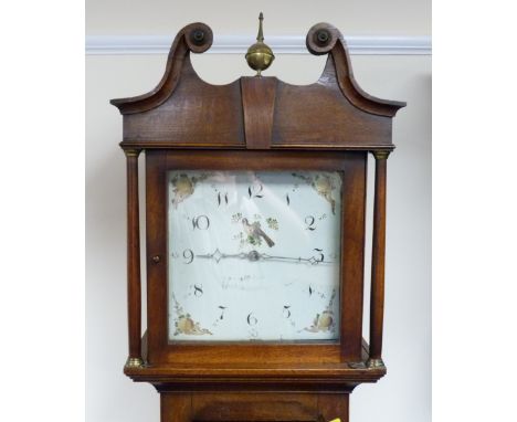 Thirty hour longcase clock by Holt, Newark with 11½" painted dial in oak case.