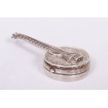 Kleine Pillendose in Banjo-Form, 925er Silber, 1. Hälfte 20.Jh.