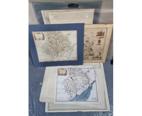 Folio of original unframed maps: road maps, a New Map of the Principality of Wales by John Cary 1809, Gloucestershire, The Co