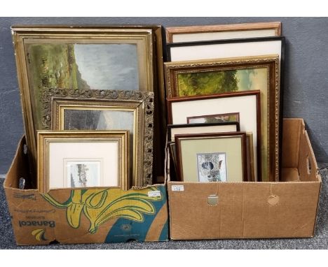 Two boxes of assorted furnishing pictures, prints and paintings.  (2)   (B.P. 21% + VAT) 