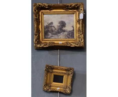 Reproduction furnishing print in deep gilt frame together with another similar frame. (2) (B.P. 21% + VAT) Small frame 22x20c