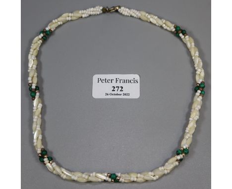 Mother of Pearl and bead necklace.  (B.P. 21% + VAT) 
