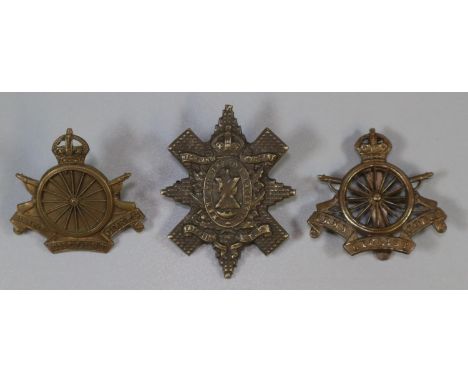 Highland Cyclist battalion cap badge and two Army Cyclist Corp cap badges.  (3)   (B.P. 21% + VAT) 