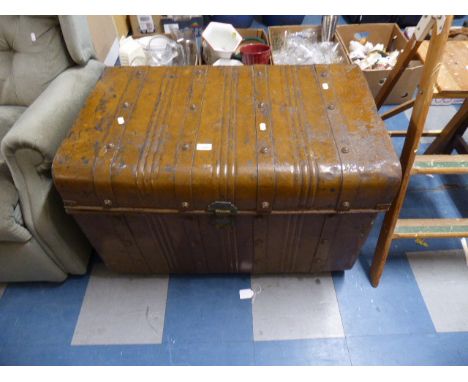 A Scumble Glazed Metal Travelling Metal Trunk, 85cm WIde