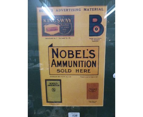 A Framed Reproduction Nobel's Ammunition Advertising Poster 
