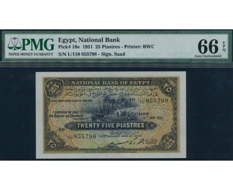 (x) National Bank of Egypt, 25 piastres (3), 16th, 22nd and 23rd May 1951, prefixes L/110, L/110 and L/116, brown on multicol