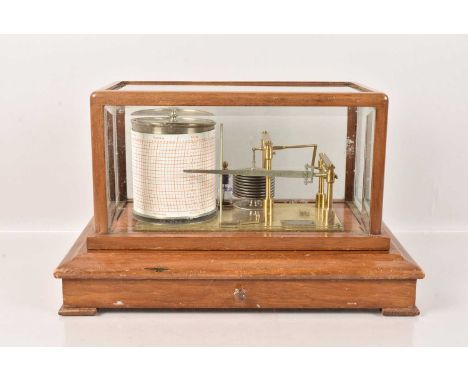 A Negretti & Zambra Barograph, having makers plaque, unnumbered, with drawer to the front, complete with sheets, keys and Neg