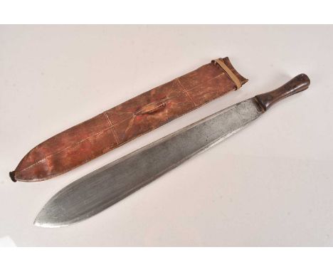 A Mid-20th Century Machete by Martindale, no.1623, with two piece wooden handle, plus a leather bound wooden sheath, no posta