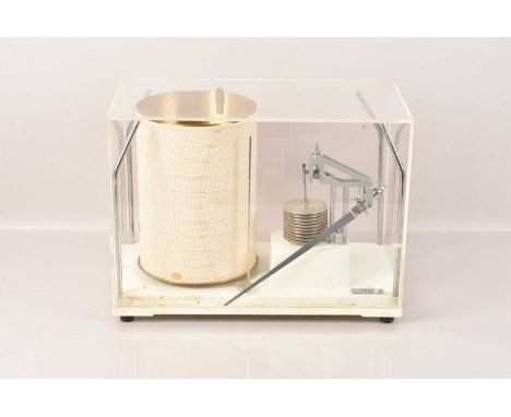 A Barograph by Casella of London, having large wind up mechanised drum, in perspex case