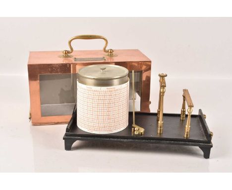 A Vintage Barograph, marked Gluck Barographs and Recorders Co Lid to the drum, and Davis Derby to the case