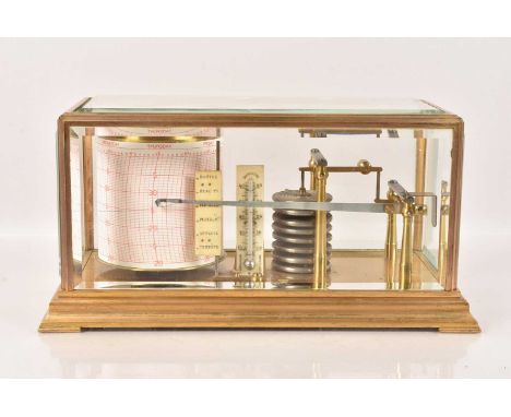 A French Brass Barograph by Richard Freres of Paris, no.42829, in brass case with bevelled glass, 27.5cm/10 3/4'' case