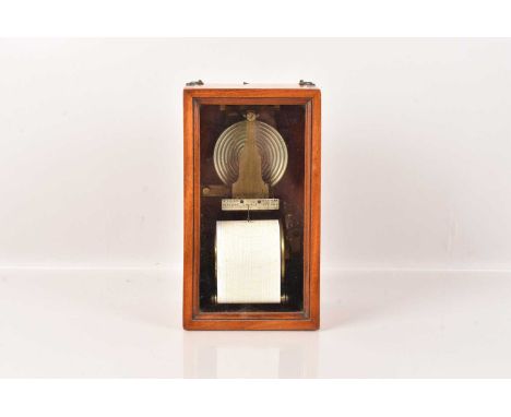 A late 19th Century mahogany and glazed wall Barograph, by Steward, Antoine Redier Patent, with plaque 'Patent No.7323, No.15