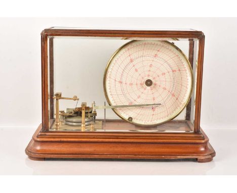 An Antique Disk Barograph by Sharman D Neill Ltd of Belfast, having two bellow aneroid stack with linkage to the pen arm, clo