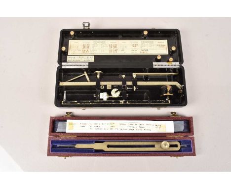 An Allbrit Planimeter, together with Proportional Divider, both cased