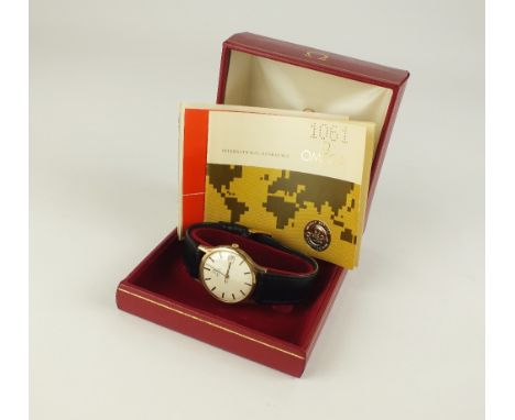 A Gentleman's 9ct gold Omega Automatic wristwatch, circa 1978, the silvered dial with baton and date aperture, sweep seconds 
