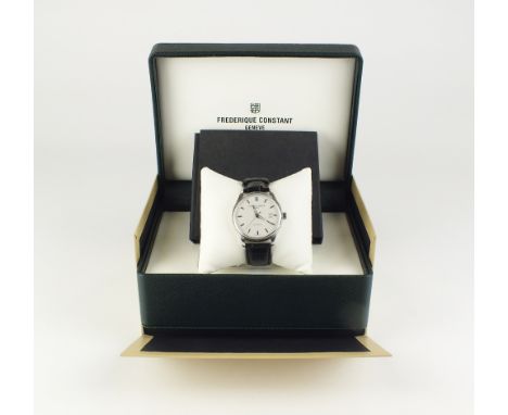 A Gentleman's stainless steel Frederique Constant Geneve Automatic wristwatch, the silvered dial with batons, date aperture a