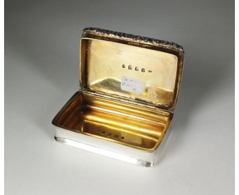 A George IV Scottish silver snuff box, Richard Haxton, Edinburgh 1822, of rectangular form with engraved presentation to the 