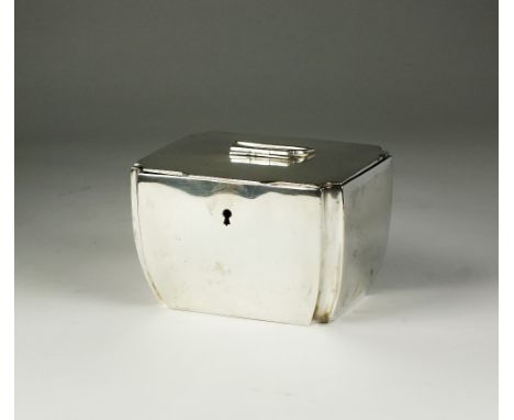 A late 19th century Austro-Hungarian white metal tea caddy, of rectangular form with inverted corners and elongated loop hand