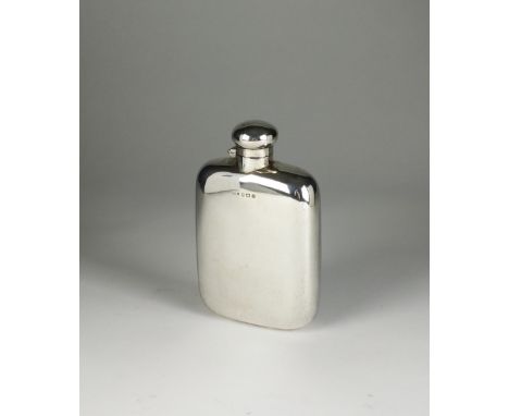 An Edwardian silver hip flask, Marples & Beasley, Birmingham 1903, of plain polished rectangular form with hinged cap, 14.5cm