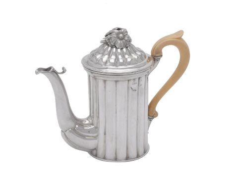 Y A Polish silver coloured coffee pot, maker's mark indistinct, Austro-Hungarian hallmark rubbed, post 1963 re-marking for .8