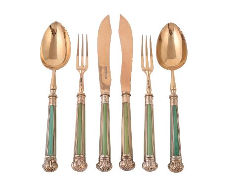 Y An Edwardian silver gilt dessert service for eighteen by Harrison Bothers & Howson, Sheffield 1904 (the spoons 1902), with 