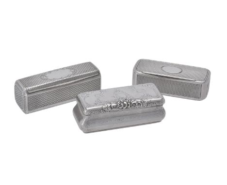 An Austrian silver oblong box, Vienna 1866, with engine turned decoration and an oval shaped vacant reserve, 8 (3in) long; an