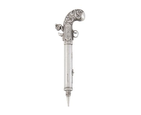 Sampson Mordan, an early Victorian pistol propelling pencil, the pencil with mechanised shooting propulsion of the pencil, th