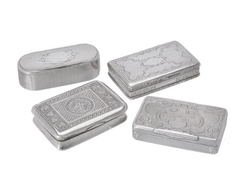 An Austro-Hungarian silver oblong box, Prague 1863, with engine turned decoration, the cover engraved with a shaped vacant re