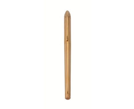 Bulgari, a gold plated roller ball pen, the cap with a clip, with a Bulgari box, guarantee booklet and refill Condition Repor