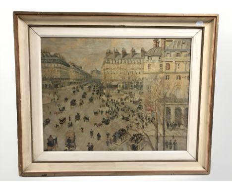 After Camille Pissarro : Place du Theatre, colour print, 43 cm x 55 cm.