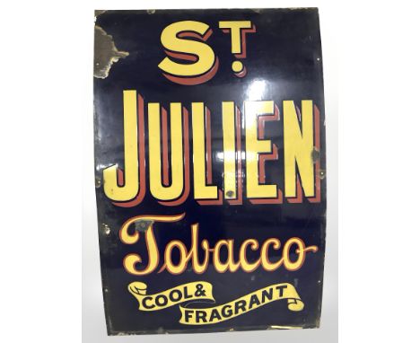 A St Julien Tobacco Cool & Fragrant enamelled advertising sign, 81 cm x 61 cm 