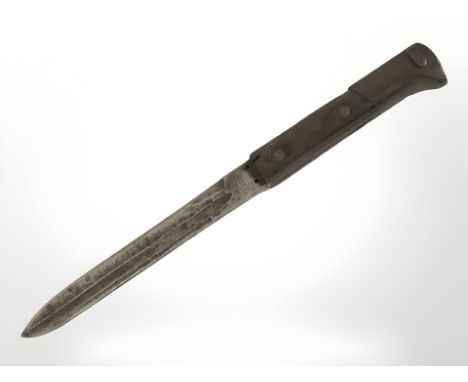 A Second World War Czech Mauser bayonet, shortened to a fighting knife, overall 30 cm long.